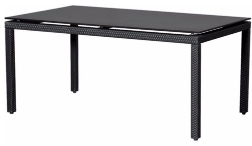 Tavilo Loft Tisch Siena Garden Geflecht schwarz, Platte schwarz 160 x 90 cm Diningtisch